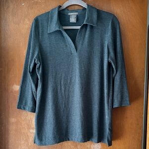 Matty M Dark Charcoal Collared Knit Tunic